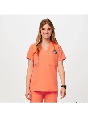 Figs Papaya Catarina One Pocket Short Sleeves Scrub Top 5XL NWT